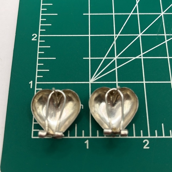 Puffy Heart Sterling Silver Earrings large Vintage Earrings Love Romance - Picture 11 of 11